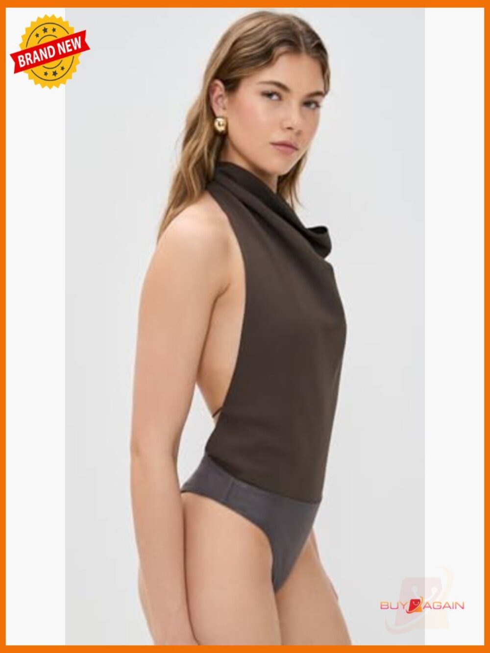 Vintage Crepe Bodysuit Cowl Neck Sleeveless Size Medium - Picture 4 of 6
